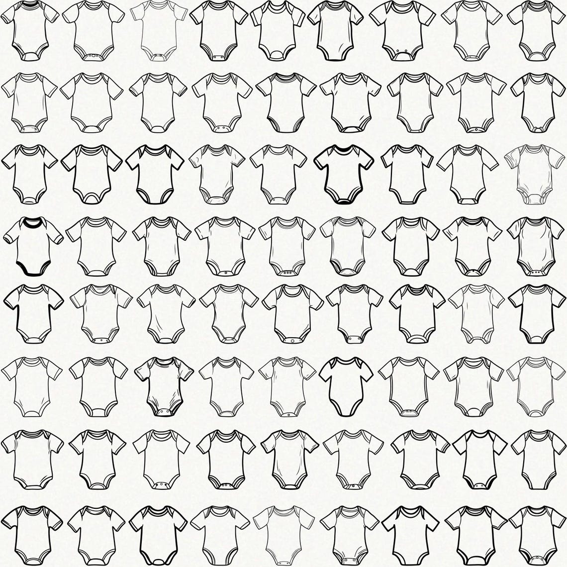80 Baby Onesie SVG Bundle – Blank Bodysuit Outlines for Baby Shower ...