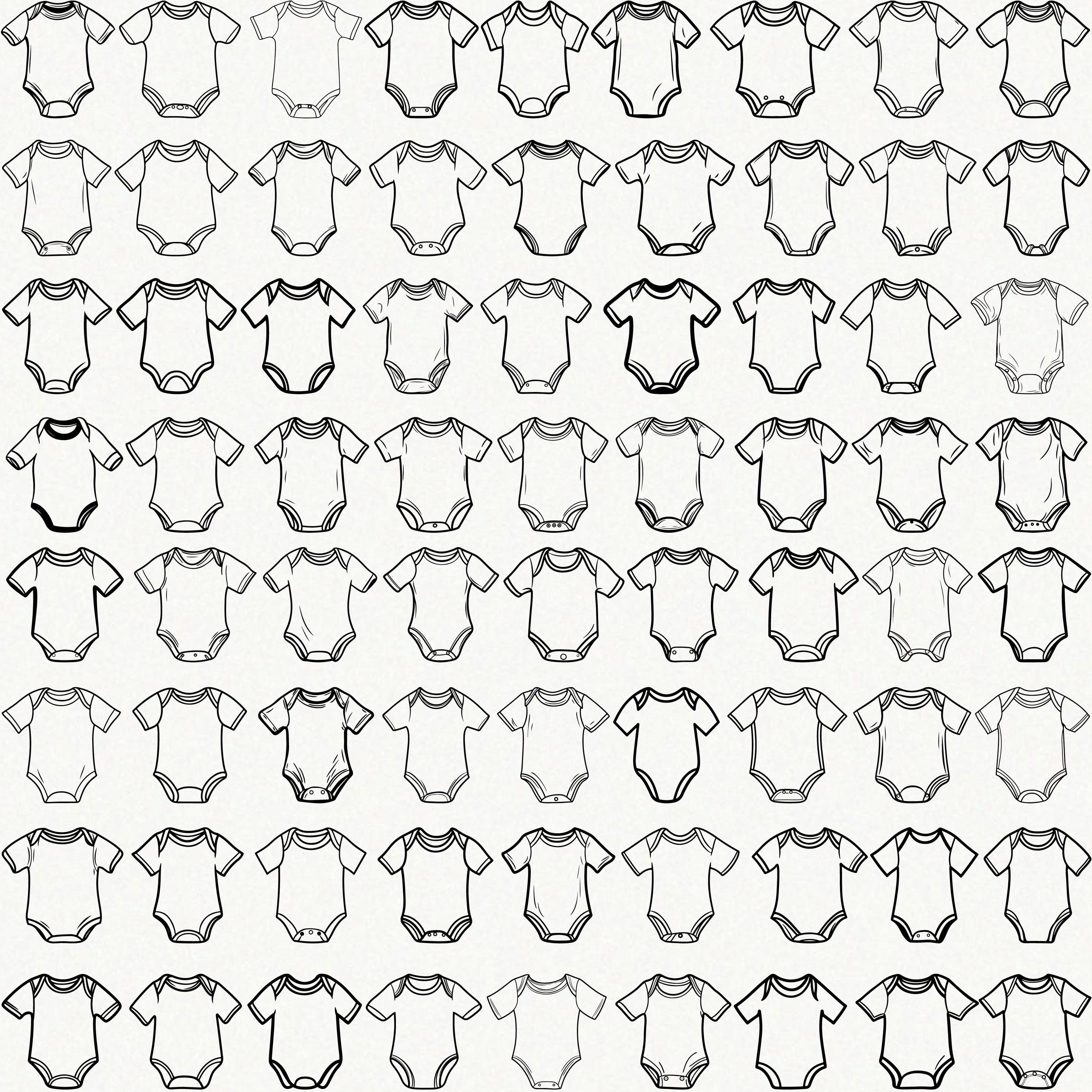 80 Baby Onesie SVG Bundle – Blank Bodysuit Outlines for Baby Shower ...