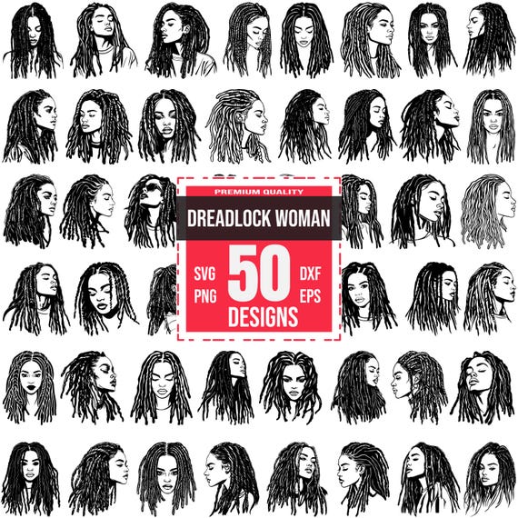 Dreadlock Woman SVG Bundle, Woman with dreads Svg, Afro woman Svg, Natural hair Svg, Dreadlock art, Curly hair Svg, Dreadlock woman Png