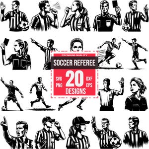 Soccer Referee SVG Bundle, Football Referee PNG, Sports Official DXF, Whistle Clipart, Red Card Vector, Referee Call Design, Game Rules Art