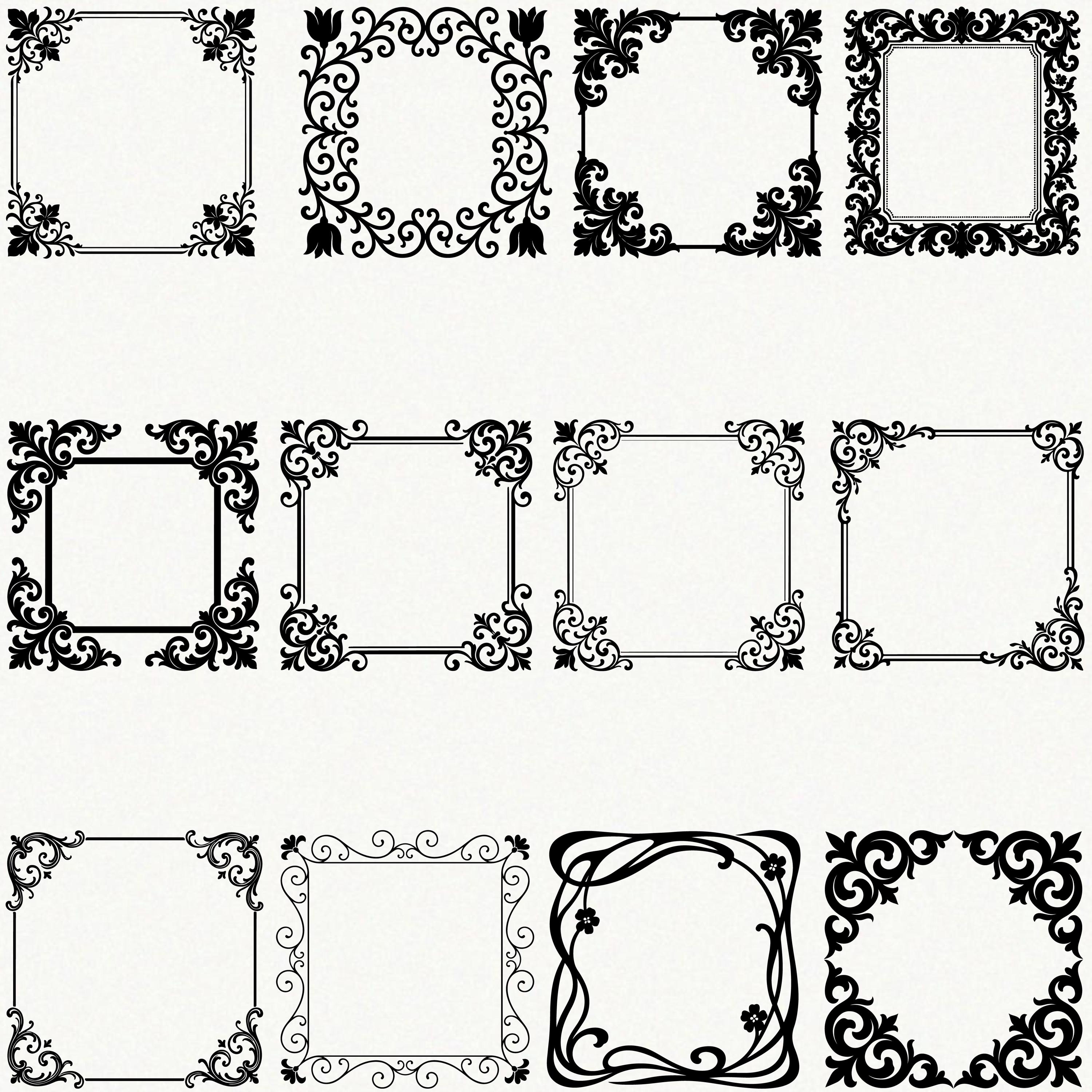Ornamental Frame SVG Bundle – Decorative Square Borders With Corners ...