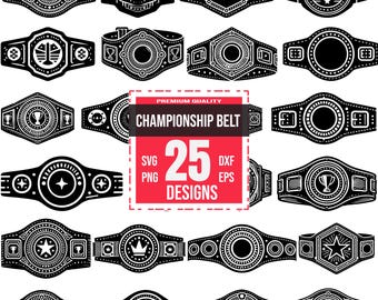 Championship Belt SVG Bundle | 25 Wrestling, Boxing Belt Designs | Trophy Award Cut Files