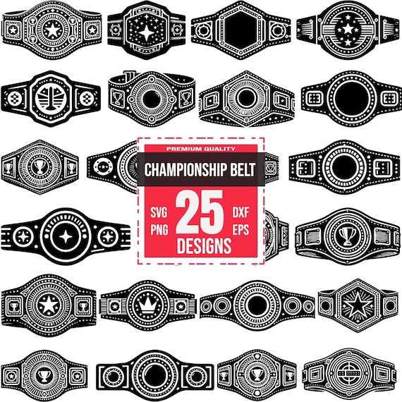 Championship Belt SVG Bundle | 25 Wrestling, Boxing Belt Designs | Trophy Award Cut Files