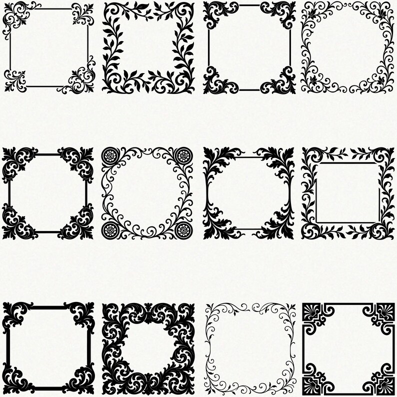 Ornamental Frame SVG Bundle – Decorative Square Borders With Corners ...