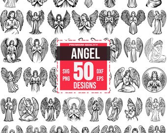 Angel SVG Bundle, Angel clipart, Angel Png, Angel Dxf, Angel Eps, Christmas angel Svg, Angel vector,Angel outline,Angel cut file,Angelic Svg