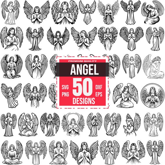 Angel SVG Bundle, Angel clipart, Angel Png, Angel Dxf, Angel Eps, Christmas angel Svg, Angel vector,Angel outline,Angel cut file,Angelic Svg