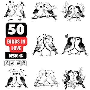 Birds in love Svg Bundle, Birds in Love png, Birds Kissing svg, Love Birds svg, Romantic Birds svg, Birds and Heart svg, Cute Birds svg