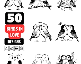 Birds in love Svg Bundle, Birds in Love png, Birds Kissing svg, Love Birds svg, Romantic Birds svg, Birds and Heart svg, Cute Birds svg