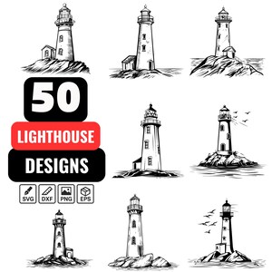 Lighthouse Svg Bundle, Seaside svg, Beacon svg, Maritime svg, Lighthouse Illustration,Lighthouse Decal,Lighthouse Outline,Lighthouse Drawing