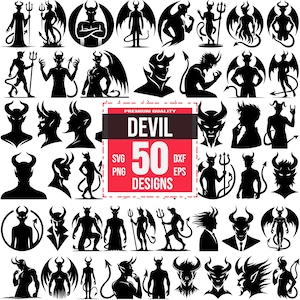 Devil SVG Bundle | 50 Demon and Gothic Designs | Horror, Fantasy, Occult, Cricut and Laser Cut