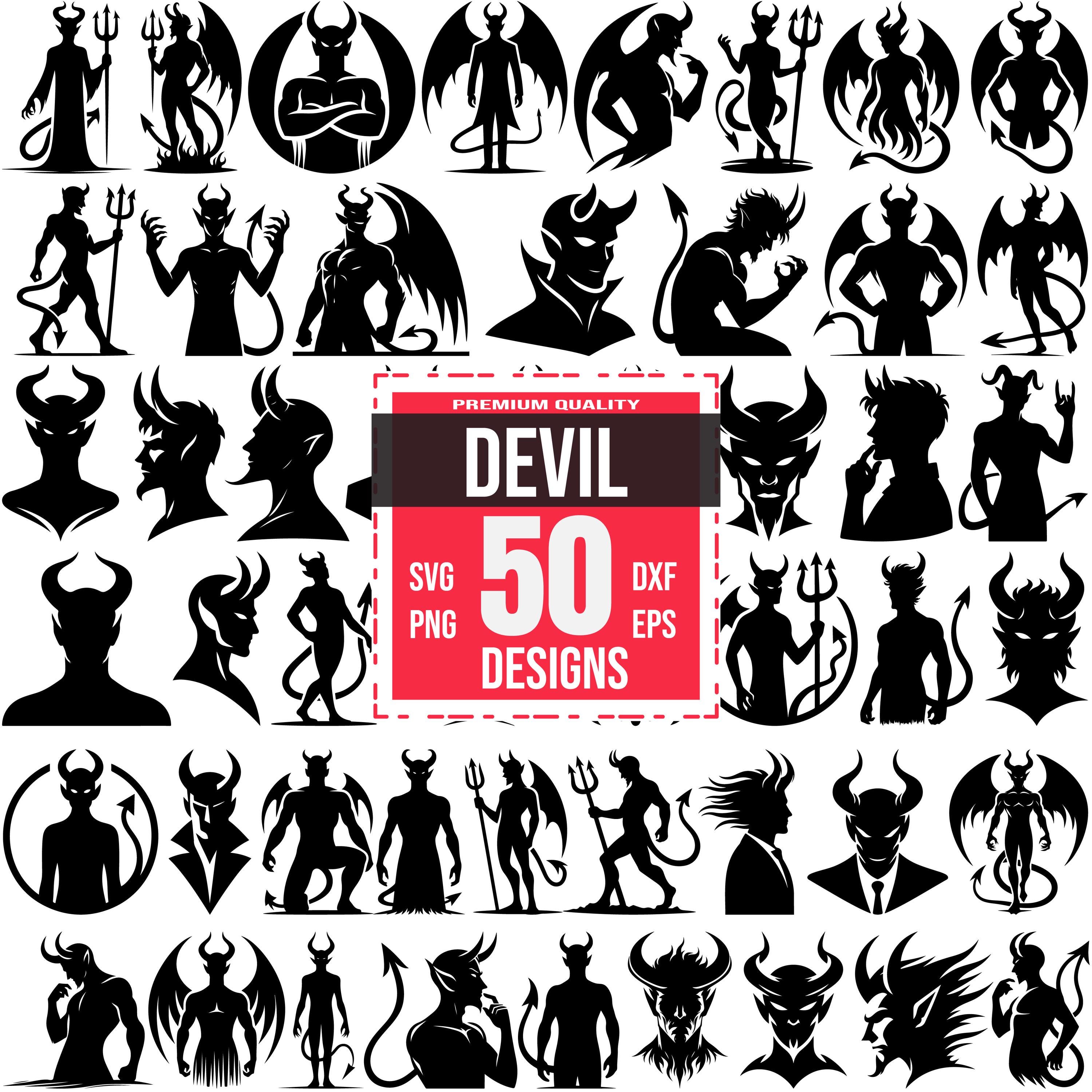 Devil SVG Bundle | 50 Demon and Gothic Designs | Horror, Fantasy