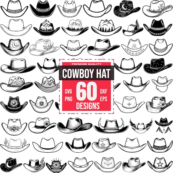 Cowboy Hat Svg Bundle, Cowboy Hat png, Western Hat svg, Country Hat svg, Rodeo Hat svg, Cowboy Hat Vector, Rancher Hat svg, Western Wear svg