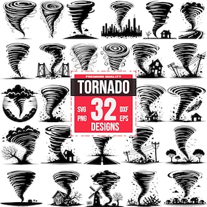 Tornado SVG Bundle Natural Disaster Clipart Set, Storm Twister Hurricane Wind Silhouette, Designs for Cricut