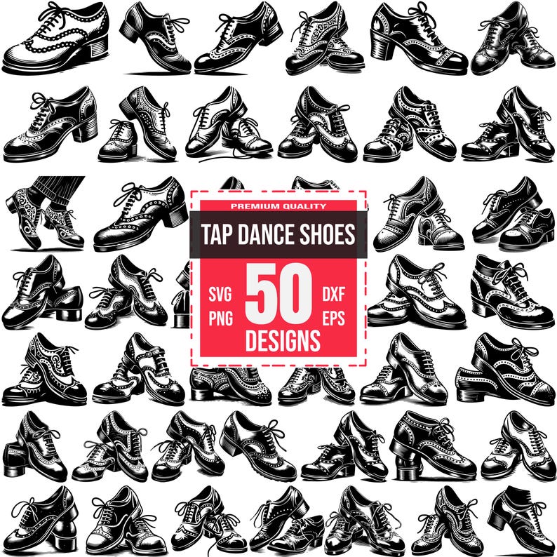 Shoes Rythm Design Tap Dance Shoes SVG Bundle | 50 Dance and Rhythm Designs | Ballet, Jazz ...