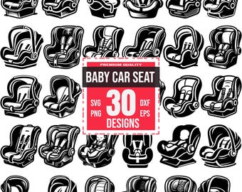 Baby Car Seat SVG Bundle, Infant Car Seat PNG, Child Safety Seat DXF, Booster Seat Clipart, Baby Carrier Vector