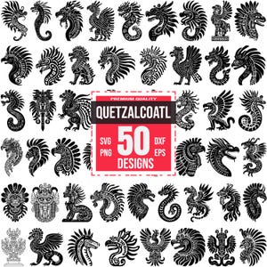 Quetzalcoatl Svg Bundle, Quetzalcoatl png, Quetzalcoatl dxf, Aztec Dragon svg, Feathered Serpent svg, Quetzalcoatl Vector, Aztec God svg