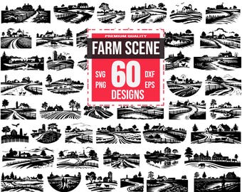 Farm scene SVG Bundle, Country life Svg, Rural scene Svg, Farm design, Barn Svg, Tractor Svg, Farm vector, Agriculture Svg, Farmer Svg