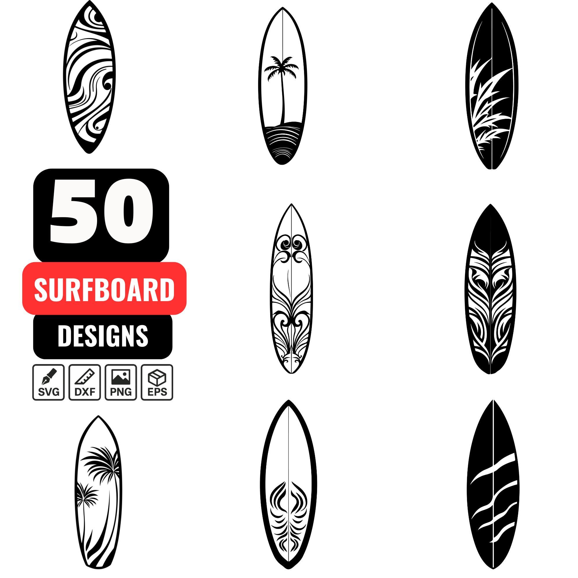 Surfboard SVG Bundle, 50 Tropical Surf Designs, Beach Summer Clipart ...