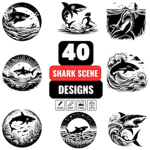 Hai Angriff SVG Bundle | 40 Meerestiere & Raubtier Designs für T-Shirts und Home Decor