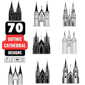 Gothic Cathedral Svg Bundle, Gothic architecture, Church svg, Gothic building svg, Medieval cathedral svg, Historic cathedral svg
