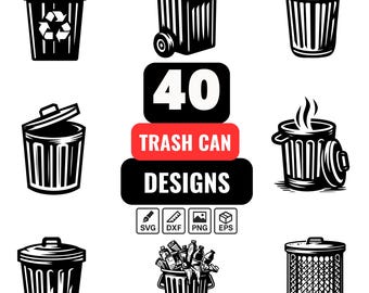 SVG-bundel Prullenbak: Clipart recycling, afval en afvalcontainer (digitale kunst)