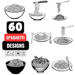 Spaghetti Svg Bundle, Pasta plate png, Italian food svg, Spaghetti noodles svg, Food clipart, Spaghetti illustration, Pasta dish png