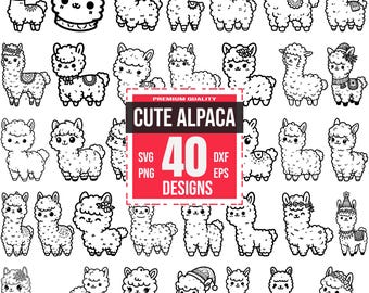 Cute Alpaca Svg Bundle, Cute Alpaca png, Cute Alpaca dxf, Baby Alpaca svg, Alpaca Illustration, Alpaca Decal, Woodland Alpaca svg
