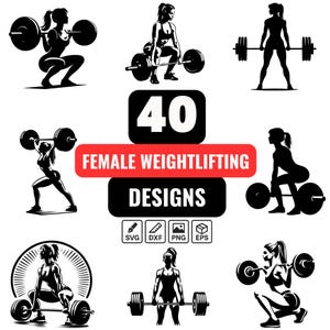 Female Weightlifting SVG Bundle | 40 Strong Woman Designs | Fitness, Gym, Powerlifting, Cricut and Laser Cut