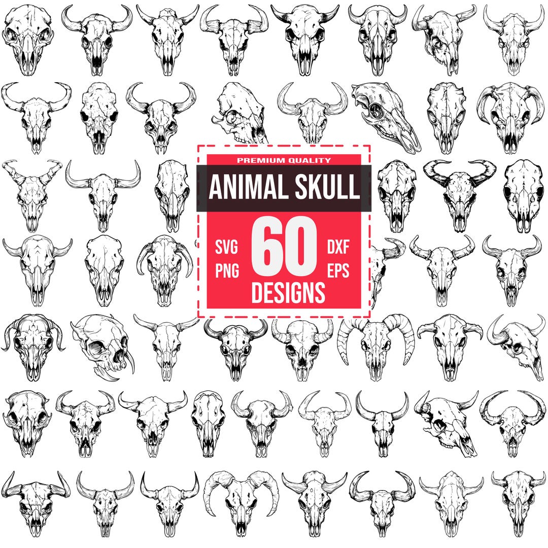 Animal Skull SVG Bundle, Animal Skull Png, Animal Skull Dxf, Animal ...