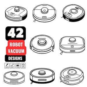 Robot Vacuum Svg Bundle, Robot Vacuum png, Vacuum Cleaner svg, Robot Vacuum Vector, Smart Vacuum svg, Cleaning Robot svg, Tech Gadget svg