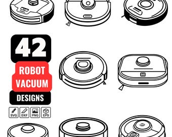 Paquete de Svg de robot aspirador, Robot aspirador PNG, Aspiradora SVG, Vector de robot aspirador, Aspiradora inteligente SVG, Robot de limpieza SVG, Gadget tecnológico SVG