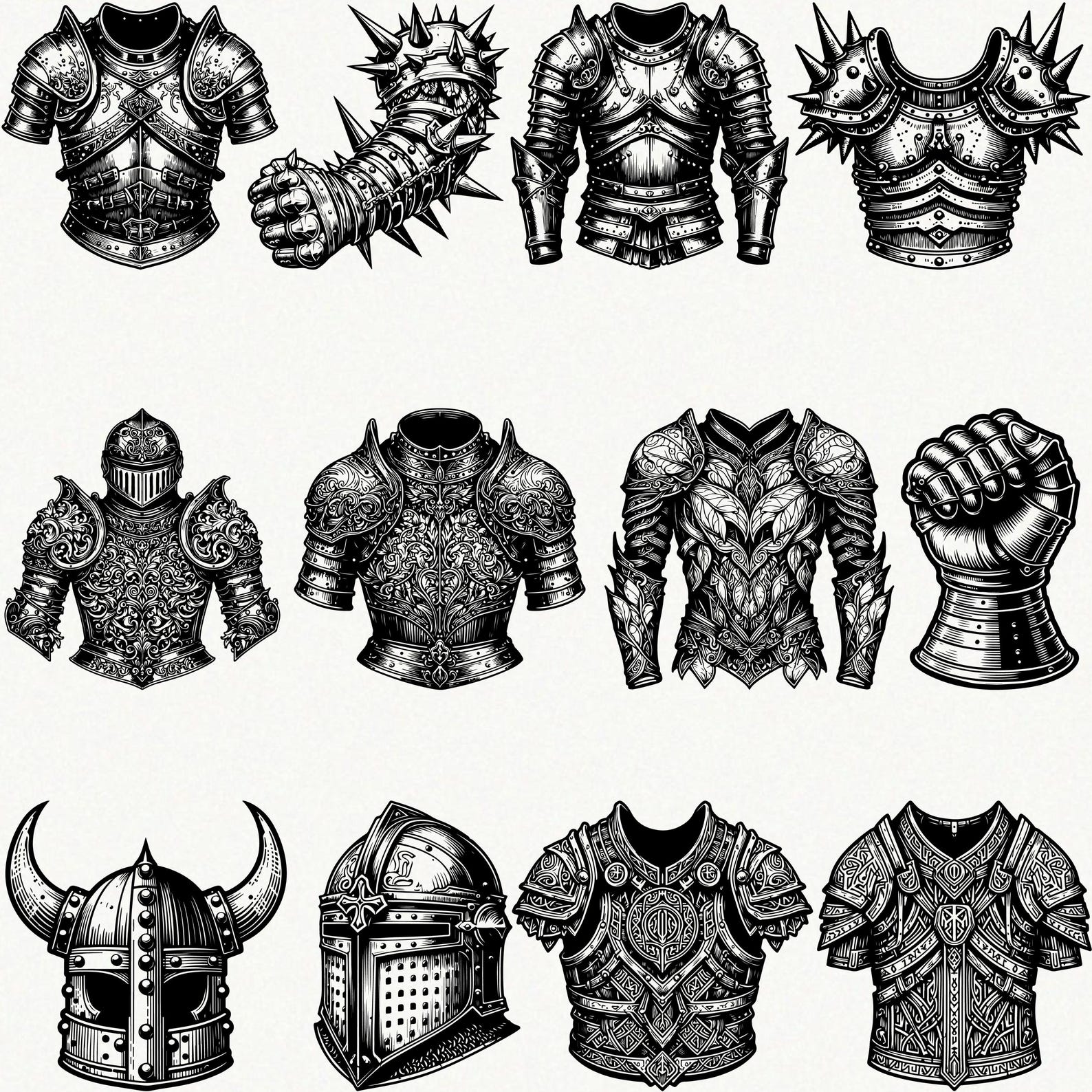 Medieval Armor SVG Bundle, 55 Armor Designs, Knight Armor Clipart ...