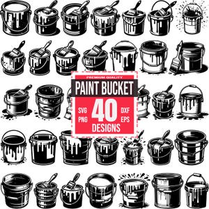 Paint Can SVG Bundle | 40 Painting Tool and Dripping Paint Graphics for Crafters & Makers