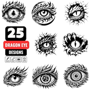 Dragon Eye SVG Bundle: 25 Fantasy Designs for Cricut & Laser Cut