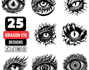 Dragon Eye SVG Bundle: 25 Fantasy Designs for Cricut & Laser Cut