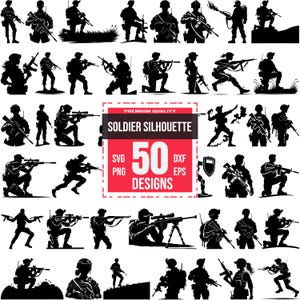 Soldier SVG Bundle | 50 Military Designs | Combat, Tactical, Patriotic Clipart