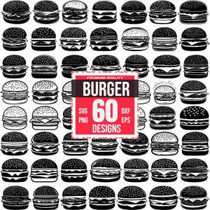 Burger Svg Bundle, Burger png, Burger dxf, Cheeseburger svg, Hamburger svg, Burger Illustration, Fast Food svg, Cartoon Burger svg