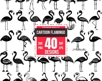 Cartoon Flamingo Svg Bundle, Flamingo vector, Cute flamingo svg, Flamingo clipart, Flamingo kids svg, Flamingo design, Flamingo printable