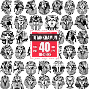 40 Tutankhamun SVG Bundle, Pharaoh PNG Clipart, Ancient Egypt DXF, King Tut Silhouette, Egyptian History Vector Art, Hieroglyphic