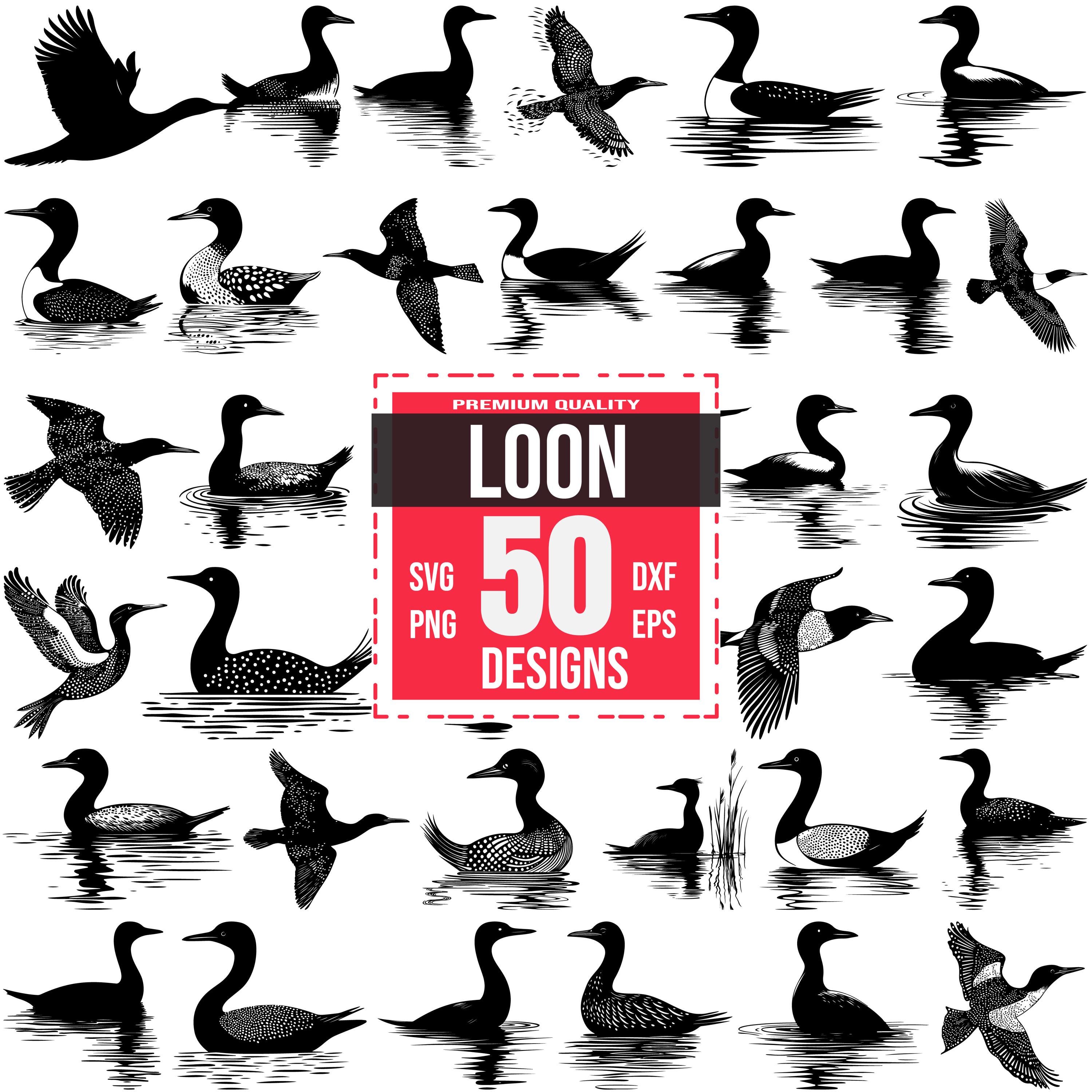 Loon SVG Bundle, 50 Common Loon Designs, Lakeside Bird Clipart for ...