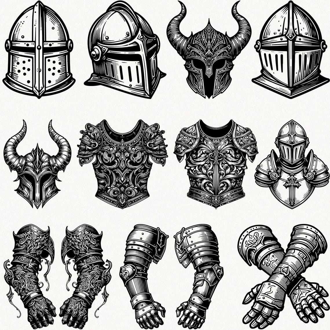 Medieval Armor SVG Bundle, 55 Armor Designs, Knight Armor Clipart ...