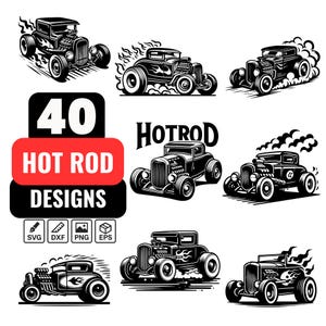 Hot Rod Svg Bundle, Hot Rod dxf, Hot Rod eps, Vintage Car, Classic Car, Hot Rod Clipart, Hot Rod Vector, Hot Rod Outline, Classic Vehicle