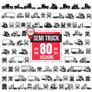 Puede incluir: Un conjunto de 80 diseños de camiones de plataforma en blanco y negro. Los diseños están en varios estilos y ángulos, incluyendo vistas laterales, vistas frontales y vistas superiores. Los diseños son perfectos para usar en manualidades, scrapbooking y otros proyectos creativos.