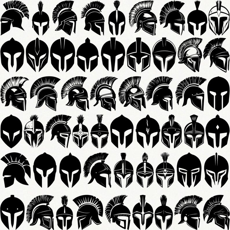 Gladiator Helmet Svg Bundle, Roman helmet svg, Ancient warrior svg, Gladiator design svg, Historical helmet svg, Gladiator armor svg image 2