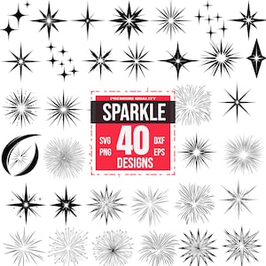 Sparkle Svg Bundle, Glitter design png, Shiny clipart svg, Starburst, Festive sparkle png, Sparkle outline, Radiant art, Bright shine vector