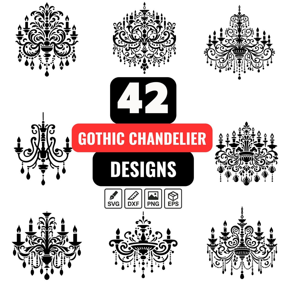 Gothic Lamp Vector Gothic Chandelier SVG Bundle, Victorian Lamp Silhouette Clipart ...