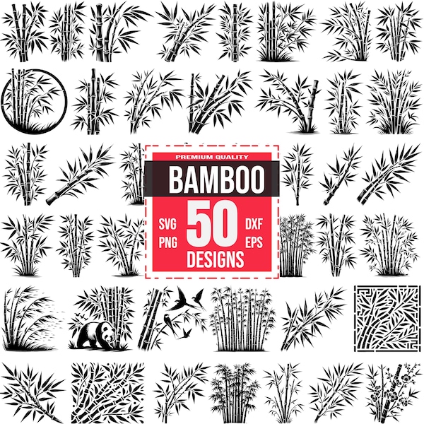 Bambou SVG | 50 modèles de nature zen | Tropical, Asiatique, Faune, Cricut Cut