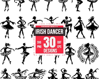 Irish Dancer SVG Bundle | 30 Elegant Irish Dance Designs | Traditional Dance Art, Celtic Dancer Clipart