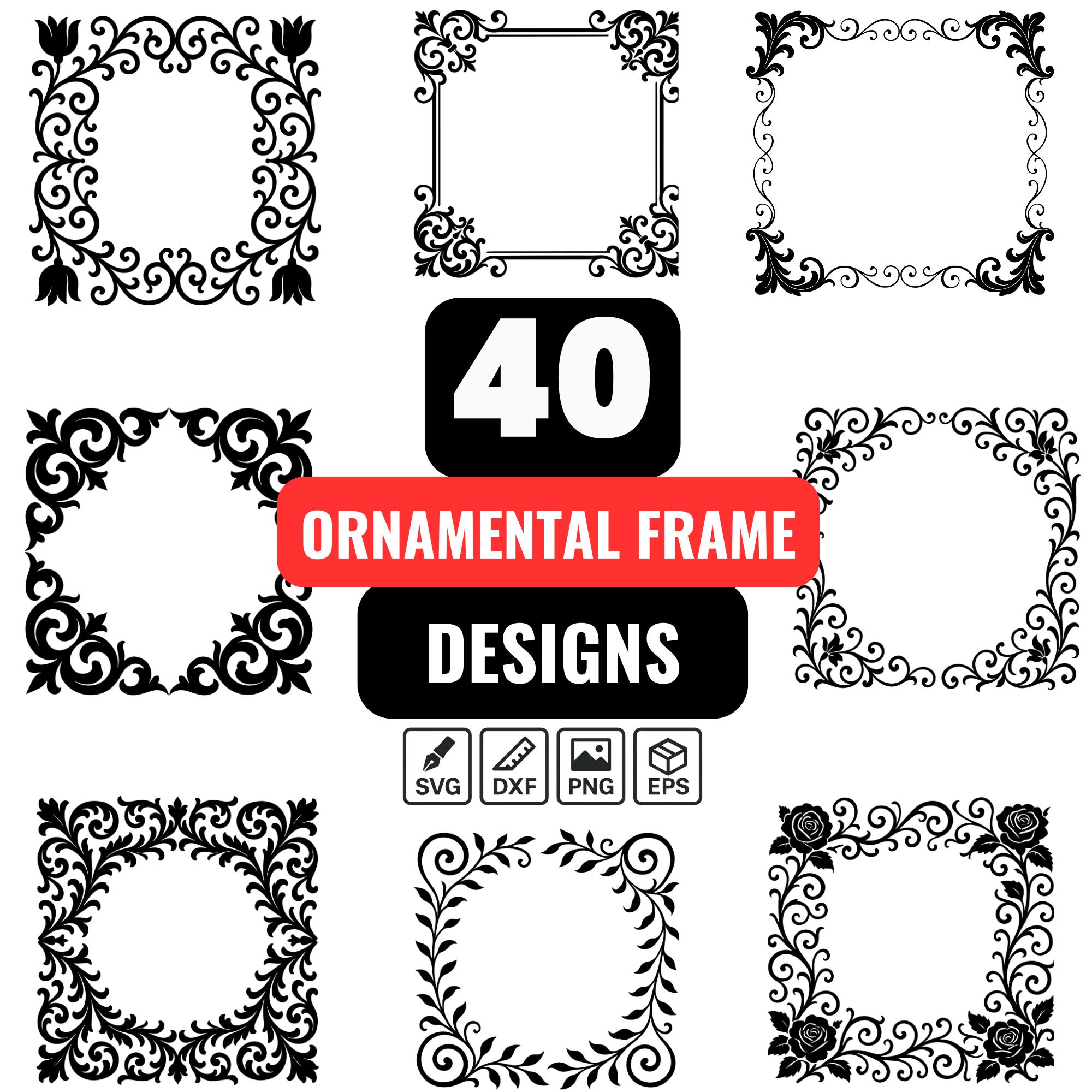Ornamental Frame SVG Bundle – Decorative Square Borders With Corners ...