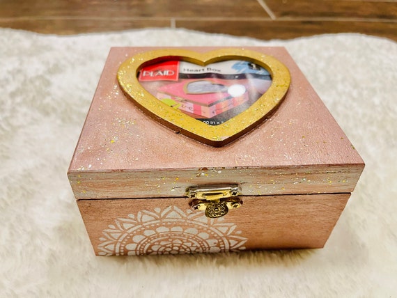 Geschenk für Schmuck Schöne handbemalte Andenkenbox aus Harz 